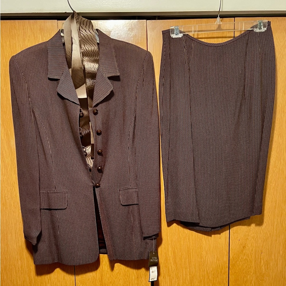 Elegant Brown Pinstripe Women Suit